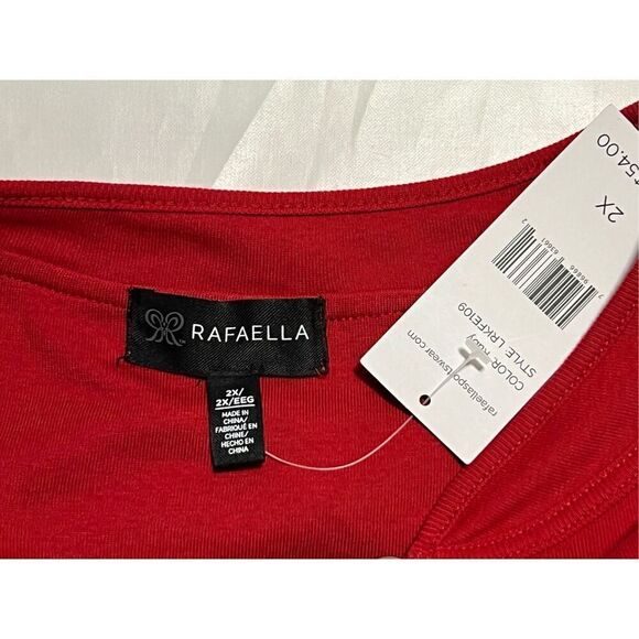 Rafaela Women’s Plus Size 3/4 Sleeve Pull Over Shirt Red in Color Size 2X - Picture 4 of 8